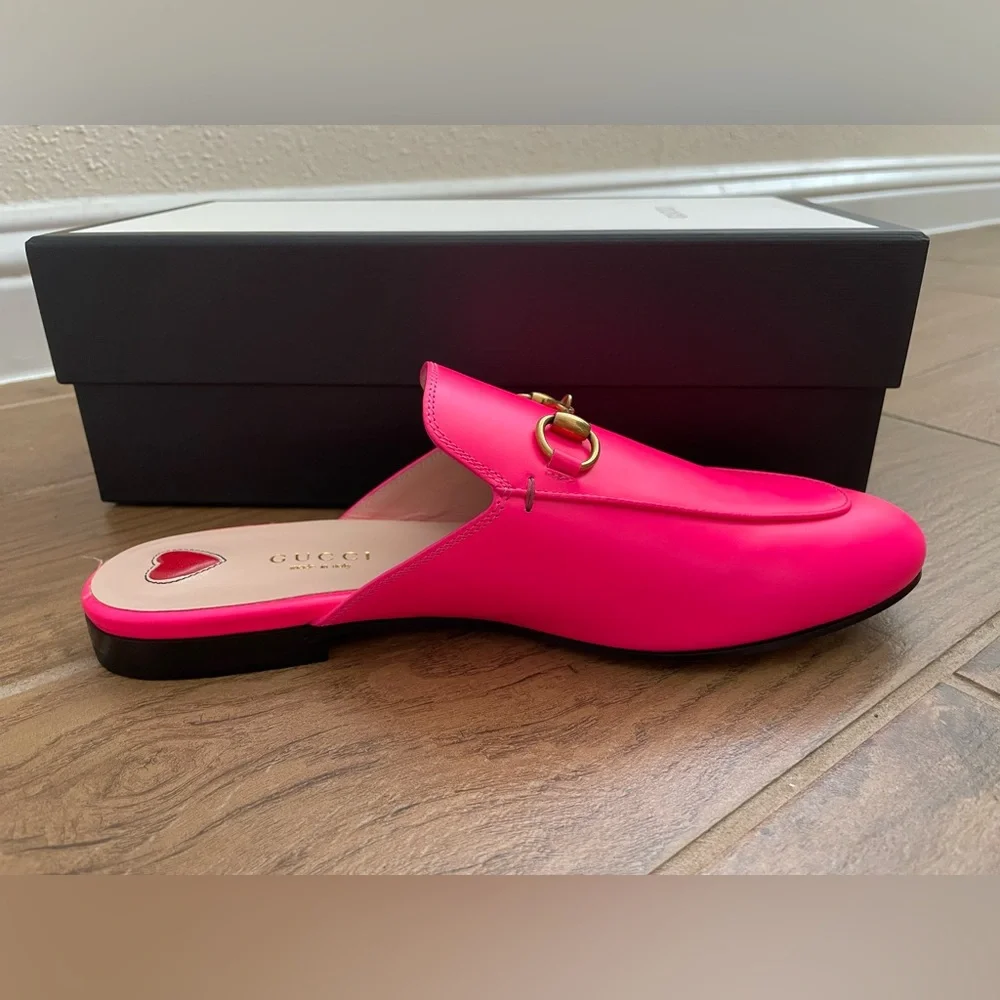 Gucci Hot Pink 37 1/2 Princetown Mules - Picture 8 of 16